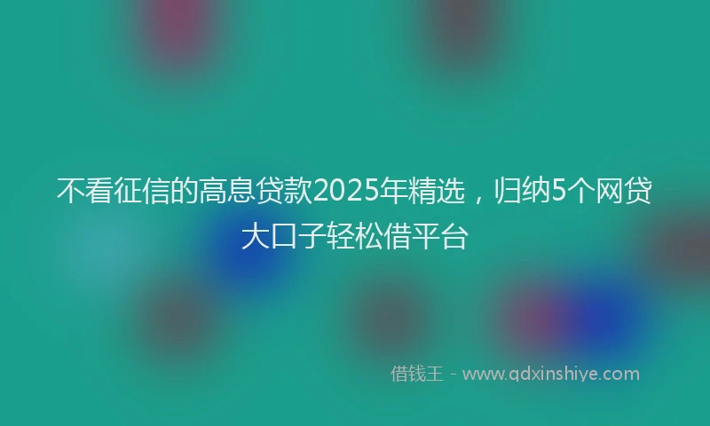 不看征信的高息贷款2025年精选，归纳5个网贷大口子轻松借平台