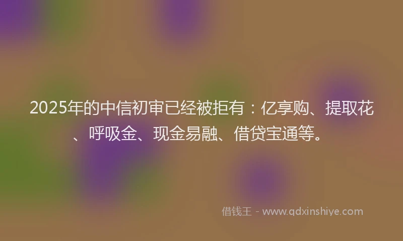 2025年的中信初审已经被拒有：亿享购、提取花、呼吸金、现金易融、借贷宝通等。