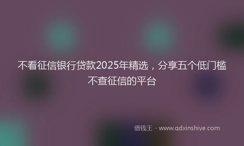 不看征信银行贷款2025年精选，分享五个低门槛不查征信的平台