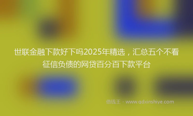 世联金融下款好下吗2025年精选，汇总五个不看征信负债的网贷百分百下款平台