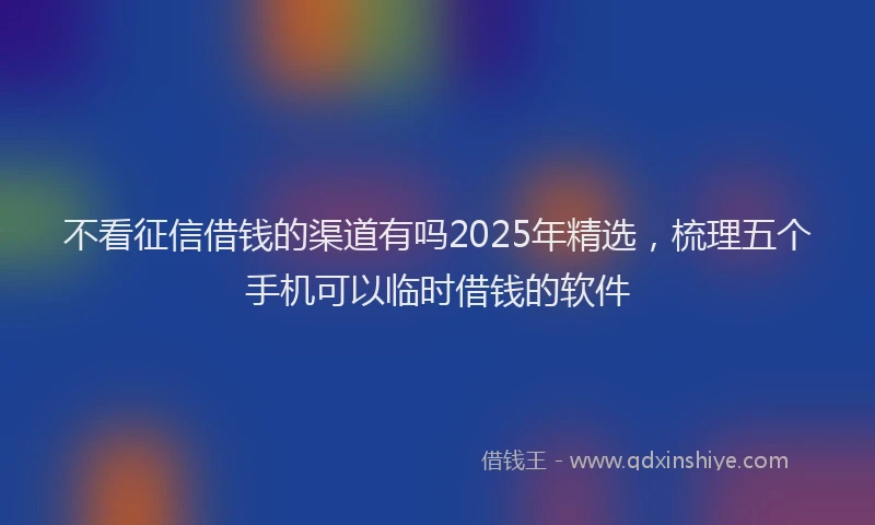 不看征信借钱的渠道有吗2025年精选，梳理五个手机可以临时借钱的软件