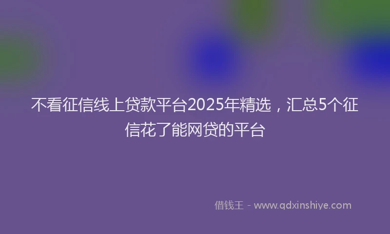 不看征信线上贷款平台2025年精选，汇总5个征信花了能网贷的平台