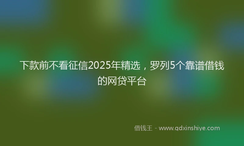 下款前不看征信2025年精选，罗列5个靠谱借钱的网贷平台