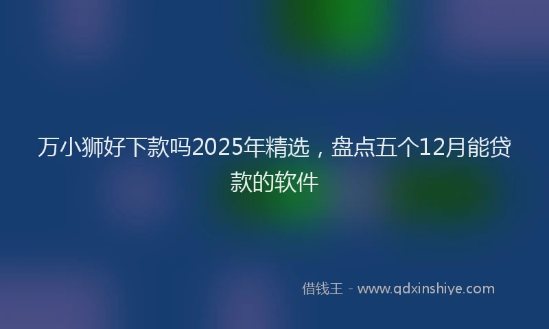 万小狮好下款吗2025年精选，盘点五个12月能贷款的软件