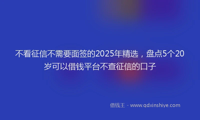 不看征信不需要面签的2025年精选，盘点5个20岁可以借钱平台不查征信的口子