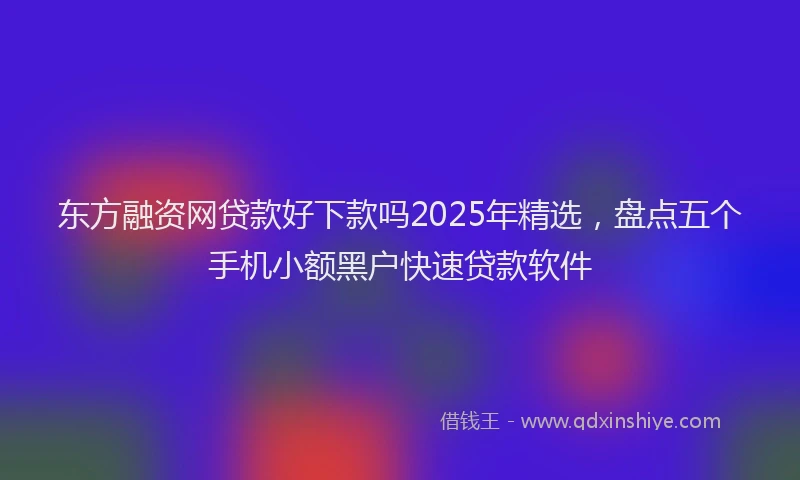 东方融资网贷款好下款吗2025年精选，盘点五个手机小额黑户快速贷款软件