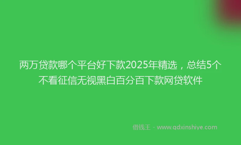 两万贷款哪个平台好下款2025年精选，总结5个不看征信无视黑白百分百下款网贷软件