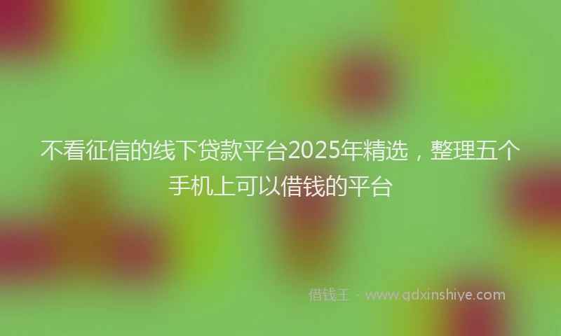 不看征信的线下贷款平台2025年精选，整理五个手机上可以借钱的平台