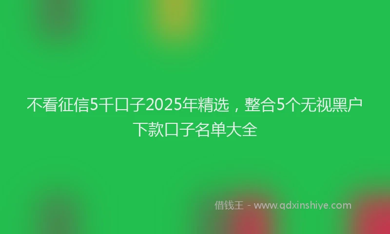 不看征信5千口子2025年精选，整合5个无视黑户下款口子名单大全