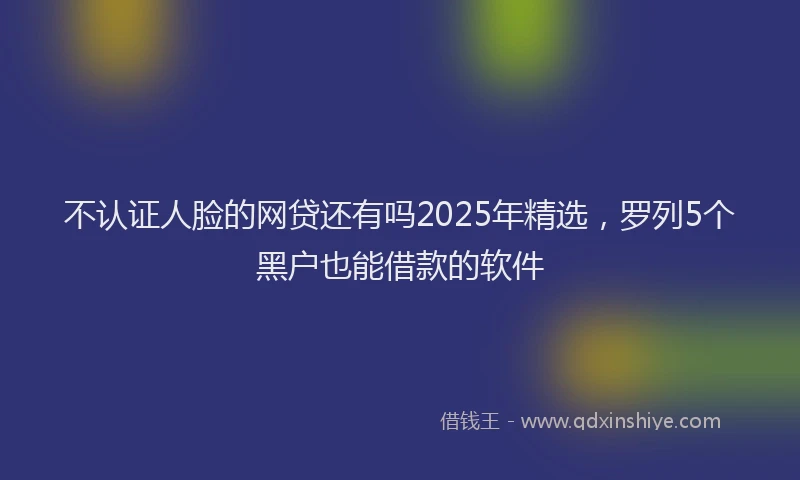 不认证人脸的网贷还有吗2025年精选，罗列5个黑户也能借款的软件