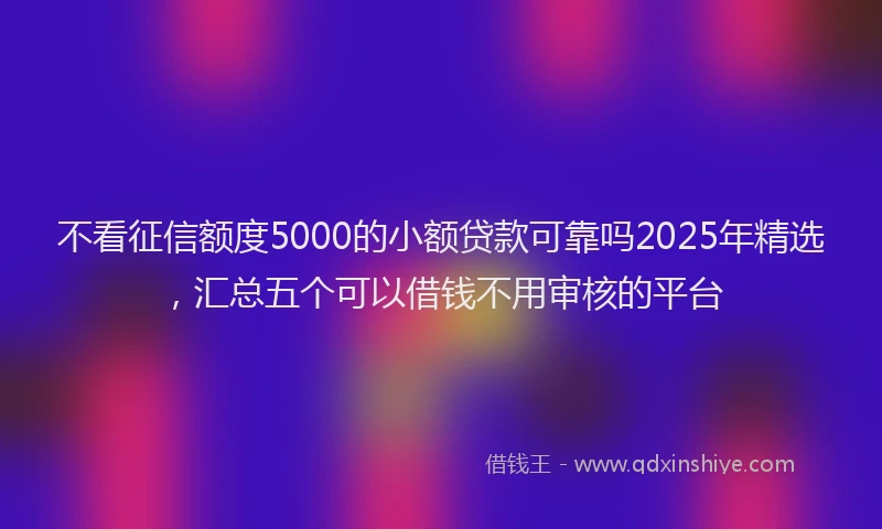 不看征信额度5000的小额贷款可靠吗2025年精选，汇总五个可以借钱不用审核的平台
