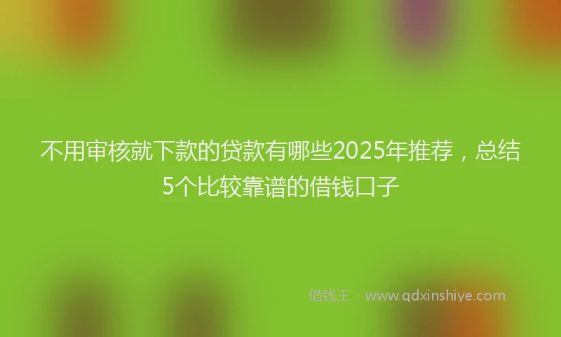 不用审核就下款的贷款有哪些2025年推荐，总结5个比较靠谱的借钱口子