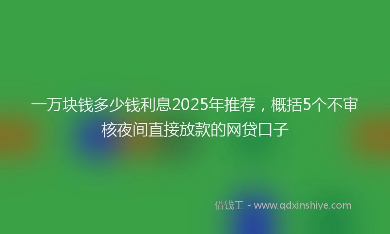 一万块钱多少钱利息2025年推荐，概括5个不审核夜间直接放款的网贷口子