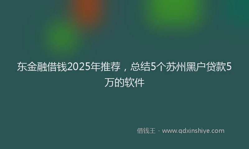 东金融借钱2025年推荐，总结5个苏州黑户贷款5万的软件