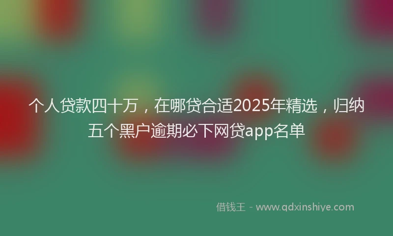 个人贷款四十万，在哪贷合适2025年精选，归纳五个黑户逾期必下网贷app名单