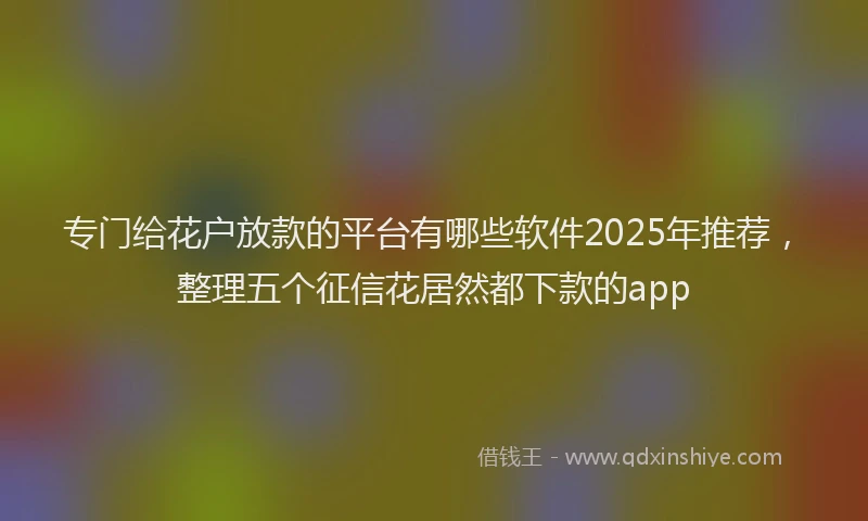 专门给花户放款的平台有哪些软件2025年推荐，整理五个征信花居然都下款的app