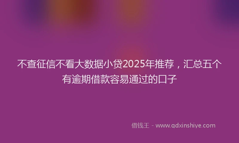不查征信不看大数据小贷2025年推荐，汇总五个有逾期借款容易通过的口子