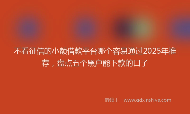 不看征信的小额借款平台哪个容易通过2025年推荐，盘点五个黑户能下款的口子