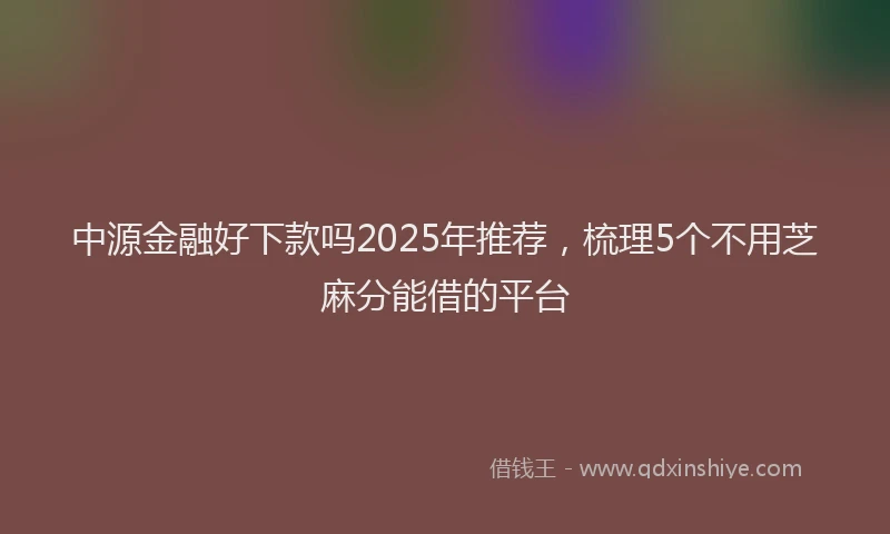中源金融好下款吗2025年推荐，梳理5个不用芝麻分能借的平台