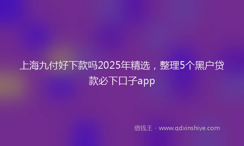 上海九付好下款吗2025年精选，整理5个黑户贷款必下口子app