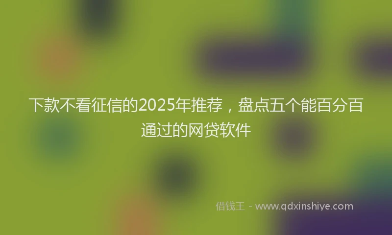 下款不看征信的2025年推荐，盘点五个能百分百通过的网贷软件