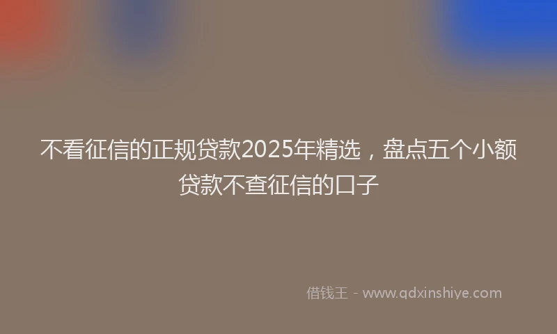 不看征信的正规贷款2025年精选，盘点五个小额贷款不查征信的口子