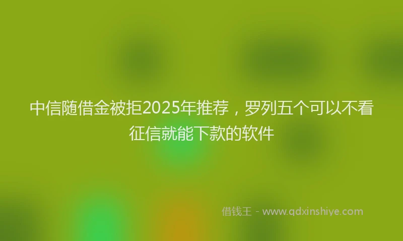 中信随借金被拒2025年推荐，罗列五个可以不看征信就能下款的软件