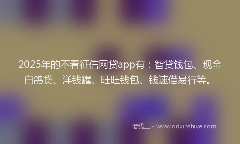 2025年的不看征信网贷app有：智贷钱包、现金白鸽贷、洋钱罐、旺旺钱包、钱速借易行等。