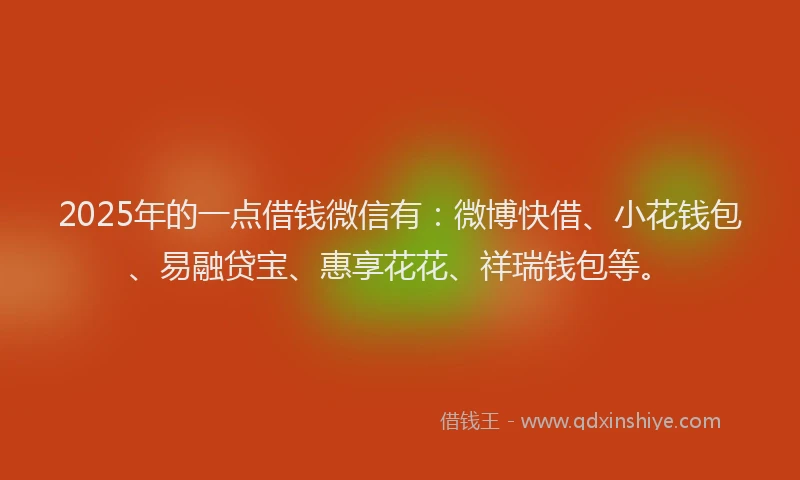 2025年的一点借钱微信有：微博快借、小花钱包、易融贷宝、惠享花花、祥瑞钱包等。