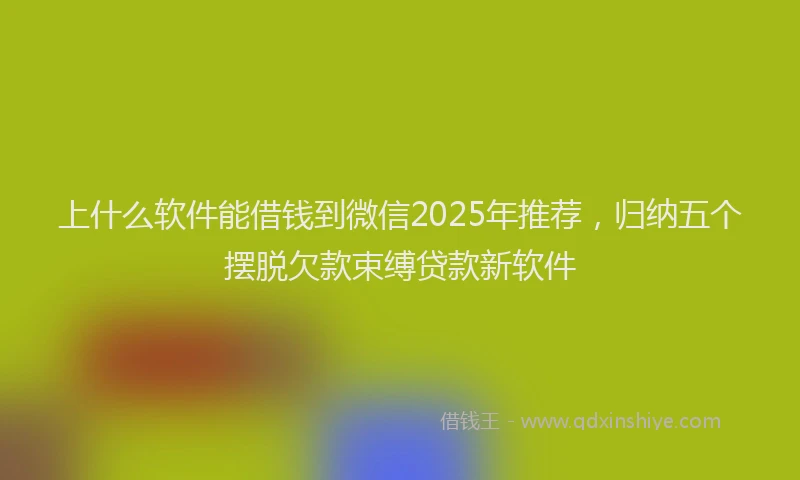 上什么软件能借钱到微信2025年推荐，归纳五个摆脱欠款束缚贷款新软件