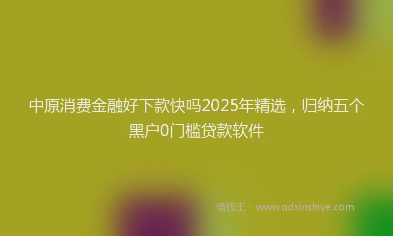中原消费金融好下款快吗2025年精选，归纳五个黑户0门槛贷款软件