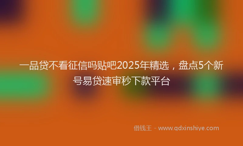 一品贷不看征信吗贴吧2025年精选，盘点5个新号易贷速审秒下款平台