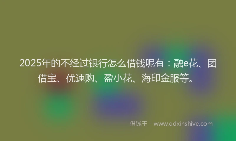 2025年的不经过银行怎么借钱呢有：融e花、团借宝、优速购、盈小花、海印金服等。