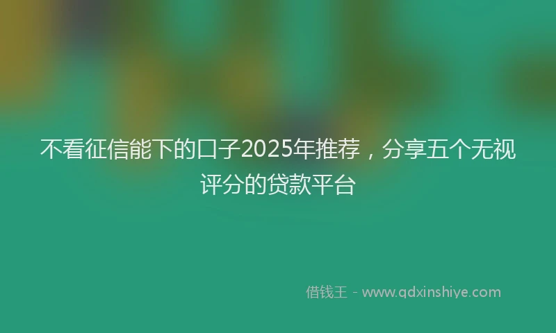 不看征信能下的口子2025年推荐，分享五个无视评分的贷款平台