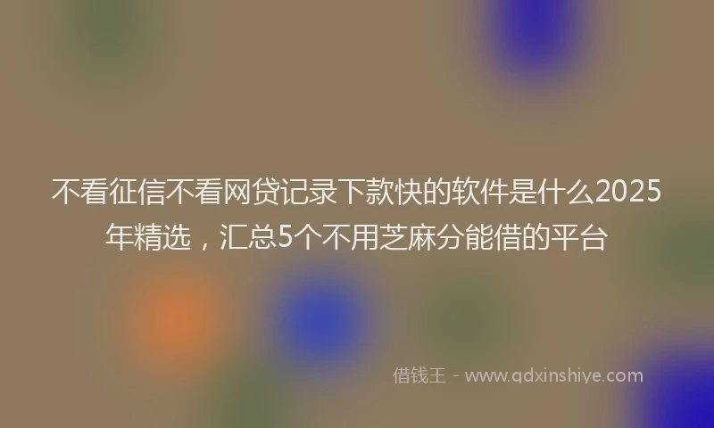 不看征信不看网贷记录下款快的软件是什么2025年精选，汇总5个不用芝麻分能借的平台