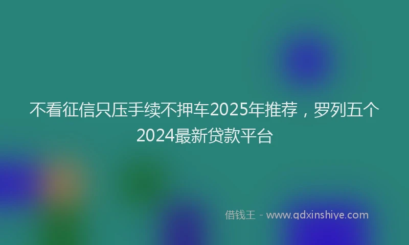 不看征信只压手续不押车2025年推荐，罗列五个2024最新贷款平台