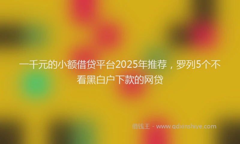 一千元的小额借贷平台2025年推荐，罗列5个不看黑白户下款的网贷