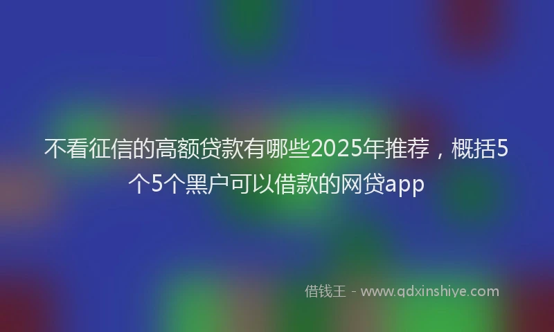 不看征信的高额贷款有哪些2025年推荐，概括5个5个黑户可以借款的网贷app