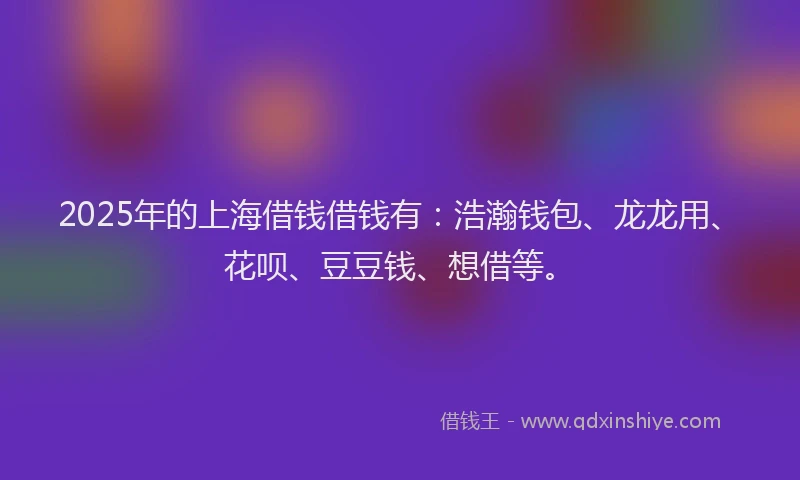 2025年的上海借钱借钱有：浩瀚钱包、龙龙用、花呗、豆豆钱、想借等。