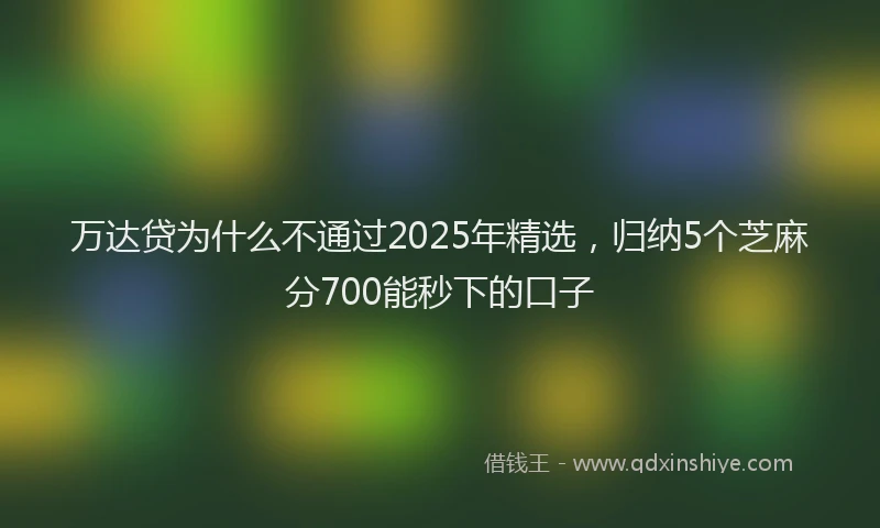 万达贷为什么不通过2025年精选，归纳5个芝麻分700能秒下的口子
