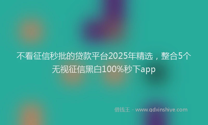 不看征信秒批的贷款平台2025年精选，整合5个无视征信黑白100%秒下app