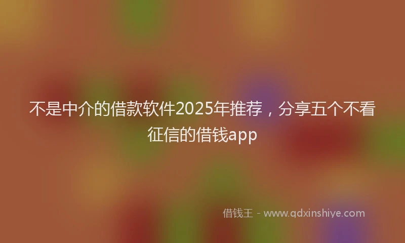 不是中介的借款软件2025年推荐，分享五个不看征信的借钱app