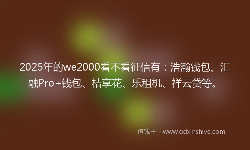 2025年的we2000看不看征信有：浩瀚钱包、汇融Pro+钱包、桔享花、乐租机、祥云贷等。