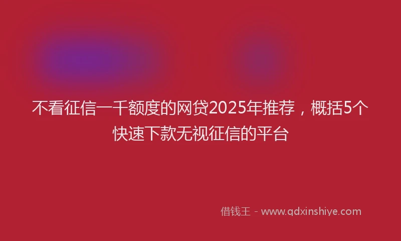 不看征信一千额度的网贷2025年推荐，概括5个快速下款无视征信的平台