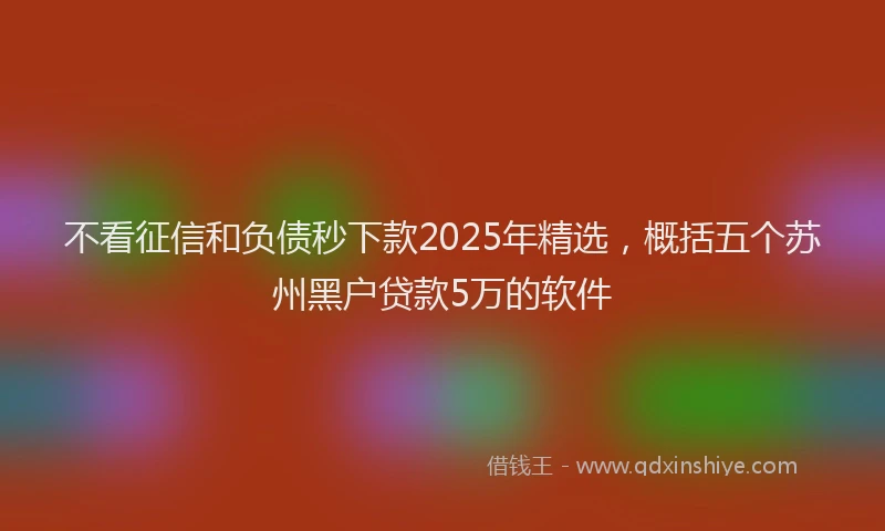 不看征信和负债秒下款2025年精选，概括五个苏州黑户贷款5万的软件