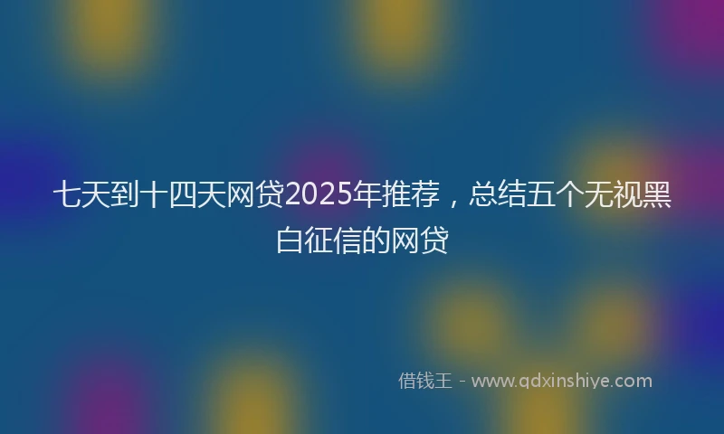 七天到十四天网贷2025年推荐，总结五个无视黑白征信的网贷