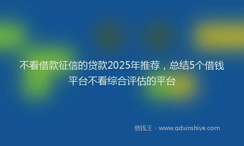 不看借款征信的贷款2025年推荐，总结5个借钱平台不看综合评估的平台
