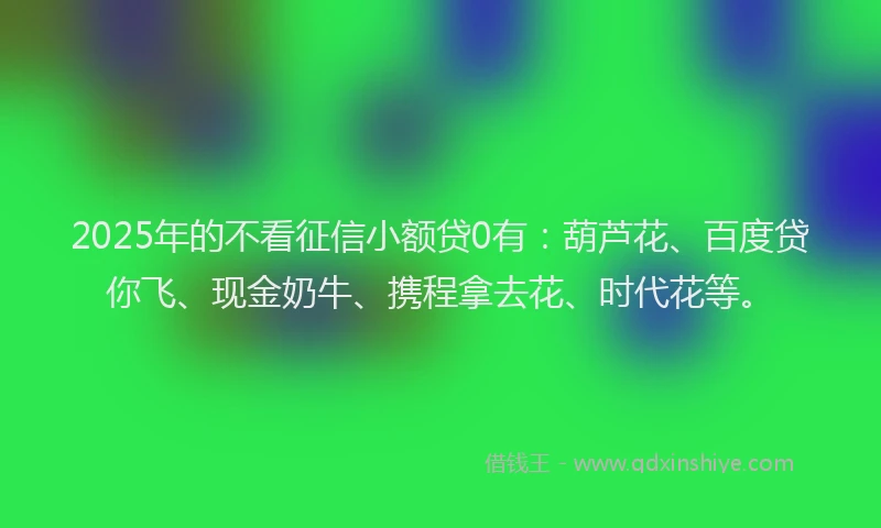 2025年的不看征信小额贷0有：葫芦花、百度贷你飞、现金奶牛、携程拿去花、时代花等。