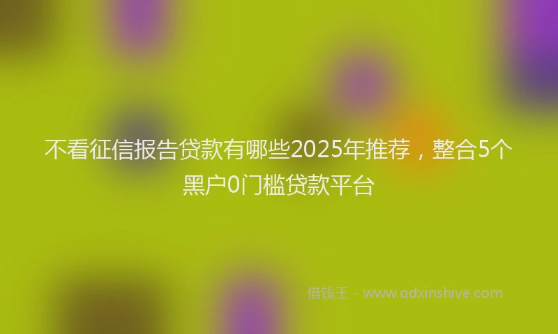 不看征信报告贷款有哪些2025年推荐，整合5个黑户0门槛贷款平台