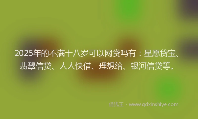 2025年的不满十八岁可以网贷吗有：星愿贷宝、翡翠信贷、人人快借、理想给、银河信贷等。